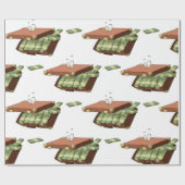 Cartoon koffer vol met geldbundels cadeaupapier (Vlak)