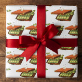 Cartoon koffer vol met geldbundels cadeaupapier
