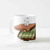 Cartoon koffer vol met geldbundels koffiemok (Voorkant links)