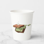 Cartoon koffer vol met geldbundels papieren bekers (Voorkant)