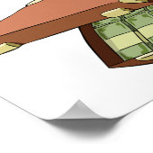 Cartoon koffer vol met geldbundels poster (Hoek)