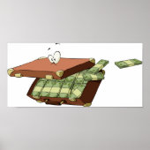 Cartoon koffer vol met geldbundels poster (Voorkant)