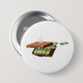 Cartoon koffer vol met geldbundels ronde button 7,6 cm (Voorkant /achterkant)