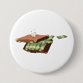 Cartoon koffer vol met geldbundels ronde button 7,6 cm (Voorkant)
