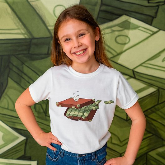 Cartoon koffer vol met geldbundels t-shirt