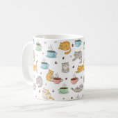 Cartoon Koffie en Katten Patroon Mok (Voorkant links)