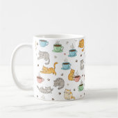 Cartoon Koffie en Katten Patroon Mok (Links)