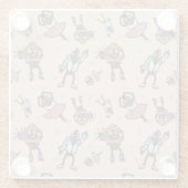 Cartoon koffieboon dansfeest glazen onderzetter (Achterkant)