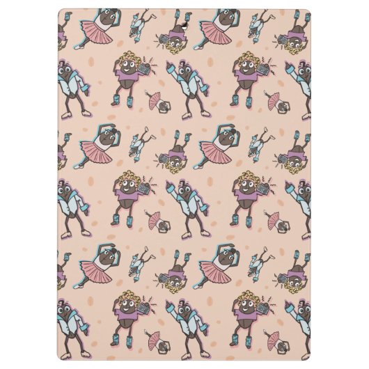 Cartoon koffieboon dansfeest klembord (Achterkant)