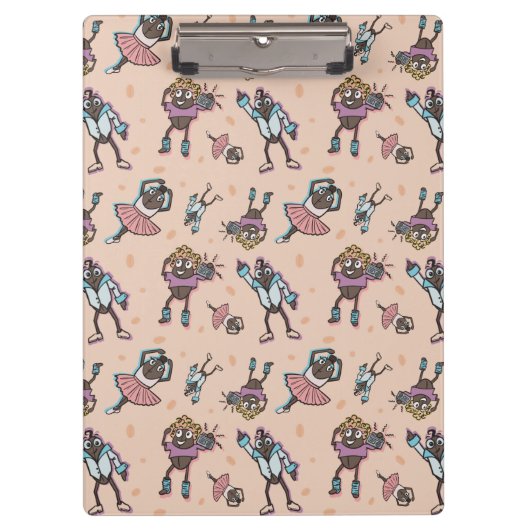 Cartoon koffieboon dansfeest klembord (Voorkant)