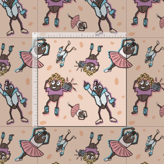 Cartoon koffieboon dansfeest stof