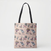 Cartoon koffieboon dansfeest tote bag (Voorkant)
