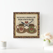 Cartoon Koffieklok Vierkante Klok (Huis)