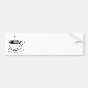 Cartoon koffiekopje Demitasse Schattigee Cartoon Bumpersticker