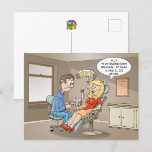 Cartoon; komt een blondje bij de tandarts briefkaart