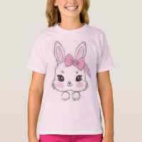 Cartoon konijn en roze boog