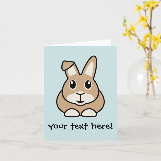 Cartoon Konijn Groeten Kaart (Gele Bloem)