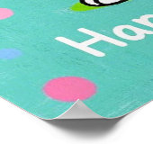 Cartoon konijn met een wortel polka punten poster (Hoek)