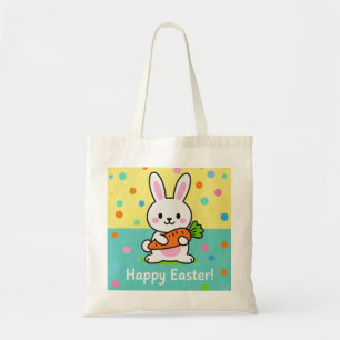 Cartoon konijn met een wortel polka punten tote bag