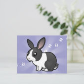 Cartoon konijn (opgezuiverd haar) briefkaart (Staand voorkant)