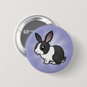 Cartoon konijn (opgezuiverd haar) ronde button 5,7 cm (Voorkant /achterkant)