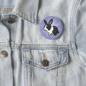 Cartoon konijn (opgezuiverd haar) ronde button 5,7 cm (In situ)