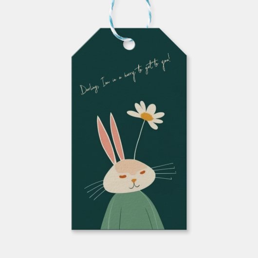 Cartoon konijn, Valentijnsdag Cadeaulabel (Voorkant)