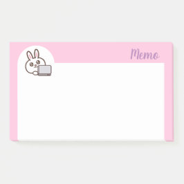 Cartoon konijnencomputer roze post-it® notes