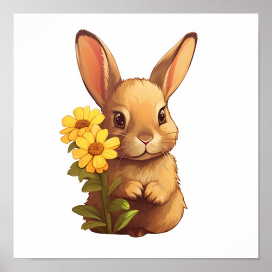 Cartoon konijnenillustratie poster (Voorkant)