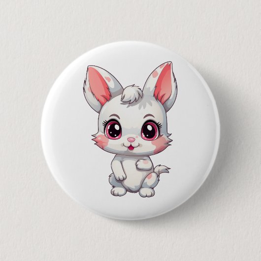 Cartoon konijnenillustratie ronde button 5,7 cm (Voorkant)