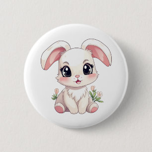 Cartoon konijnenillustratie ronde button 5,7 cm