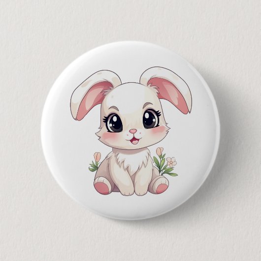 Cartoon konijnenillustratie ronde button 5,7 cm (Voorkant)