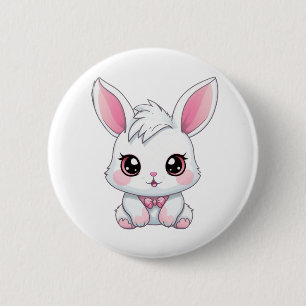Cartoon konijnenillustratie ronde button 5,7 cm