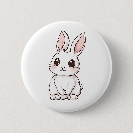 Cartoon konijnenillustratie ronde button 5,7 cm (Voorkant)