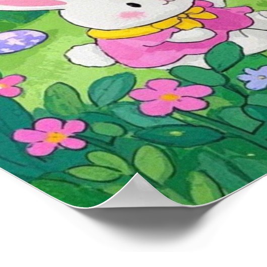 Cartoon konijntjes die eitjes verstoppen in een tu poster (Hoek)