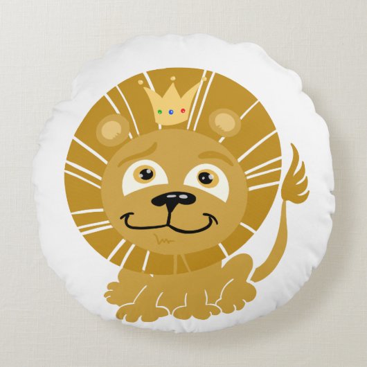 Cartoon Koning van het Oerwoud Rond Kussen (Voorkant)