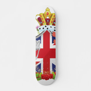 Cartoon Koninklijke Troon Wapenschild Persoonlijk Skateboard