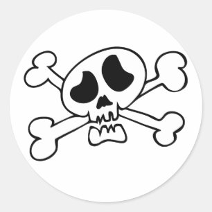 Cartoon kop schedel ronde sticker