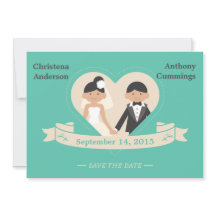 Cartoon Koppel Save The Date Aankondiging (CA)