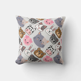 cartoon koppen patroon met witte BG Kussen