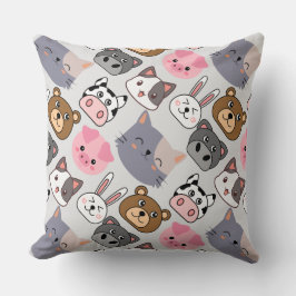 cartoon koppen patroon met witte BG Kussen
