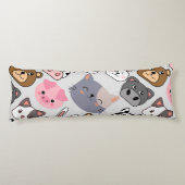 cartoon koppen patroon met witte BG Lichaamskussen (Achterkant)