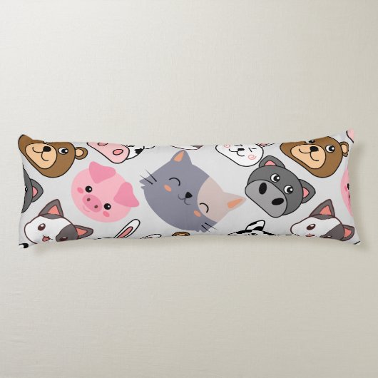 cartoon koppen patroon met witte BG Lichaamskussen (Achterkant)