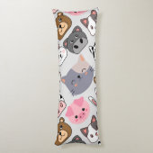 cartoon koppen patroon met witte BG Lichaamskussen (Achterkant (Verticaal))