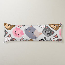 cartoon koppen patroon met witte BG Lichaamskussen