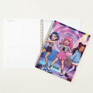 Cartoon KPop Meidengroep Personaliseer Planner