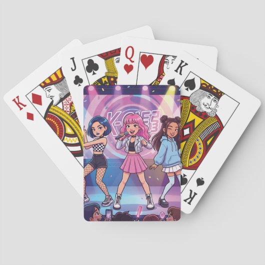 Cartoon KPop Meidengroep Pokerkaarten (Achterkant)