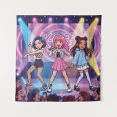Cartoon KPop Meidengroep Wandkleed (Voorkant)