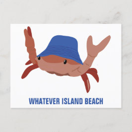 Cartoon krab gepersonaliseerde aangepaste strand briefkaart