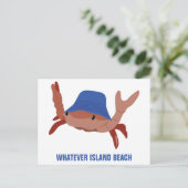 Cartoon krab gepersonaliseerde aangepaste strand briefkaart (Staand voorkant)